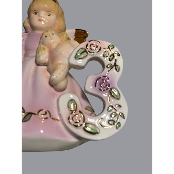Russ Berrie Ceramic Third Birthday Angel Figurine vintage - Picture 2 of 13